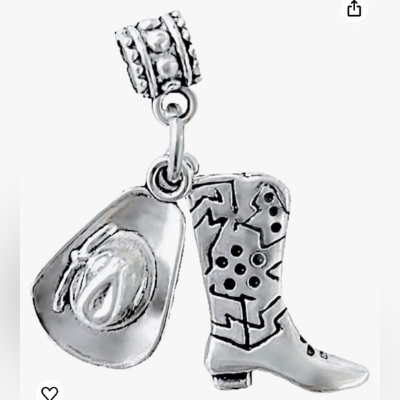Pandora Jewelry - Silver Dangle Cowboy Hat and Boots Charm for Pandora Braclets